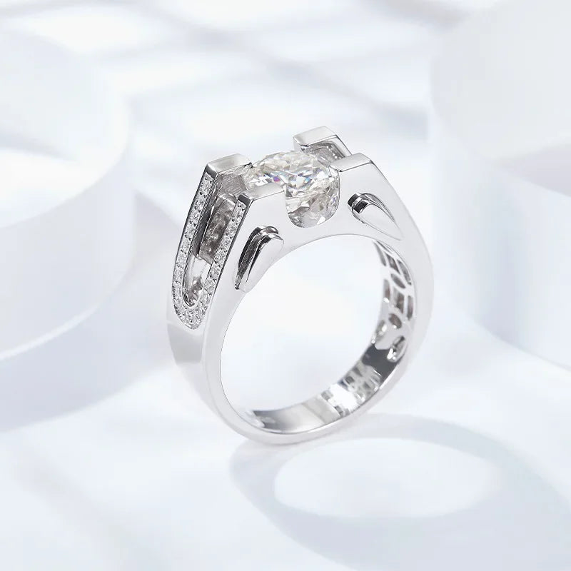 1/2CT Moissanite Diamond Men's Rings 925 Sterling