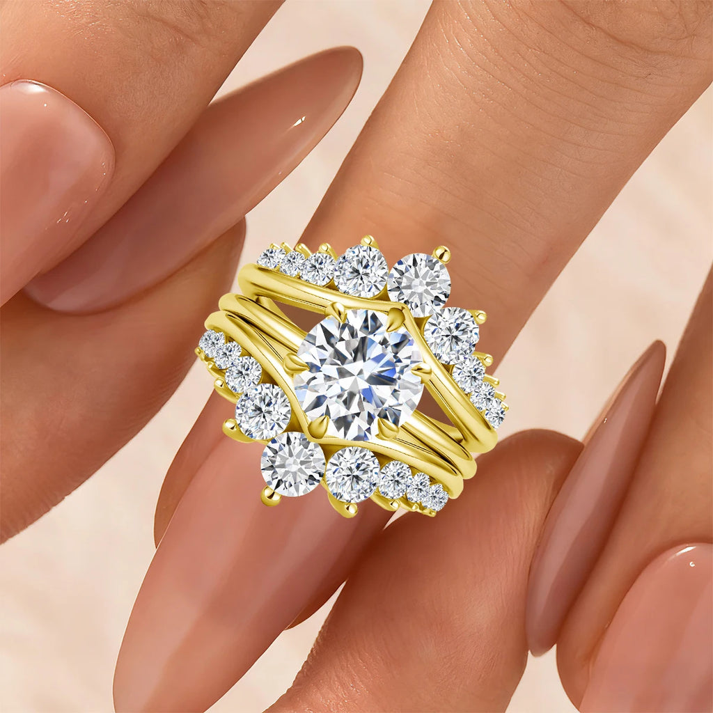 14k Gold Filled Double Band Stackable Moissanite