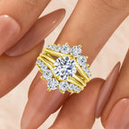 14k Gold Filled Doppelband Stapelbarer Moissanit