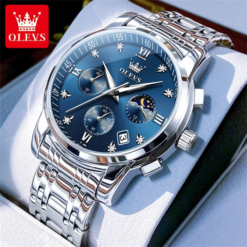 Olevs 2858 Men's Watches Stainless Steel Waterproo.