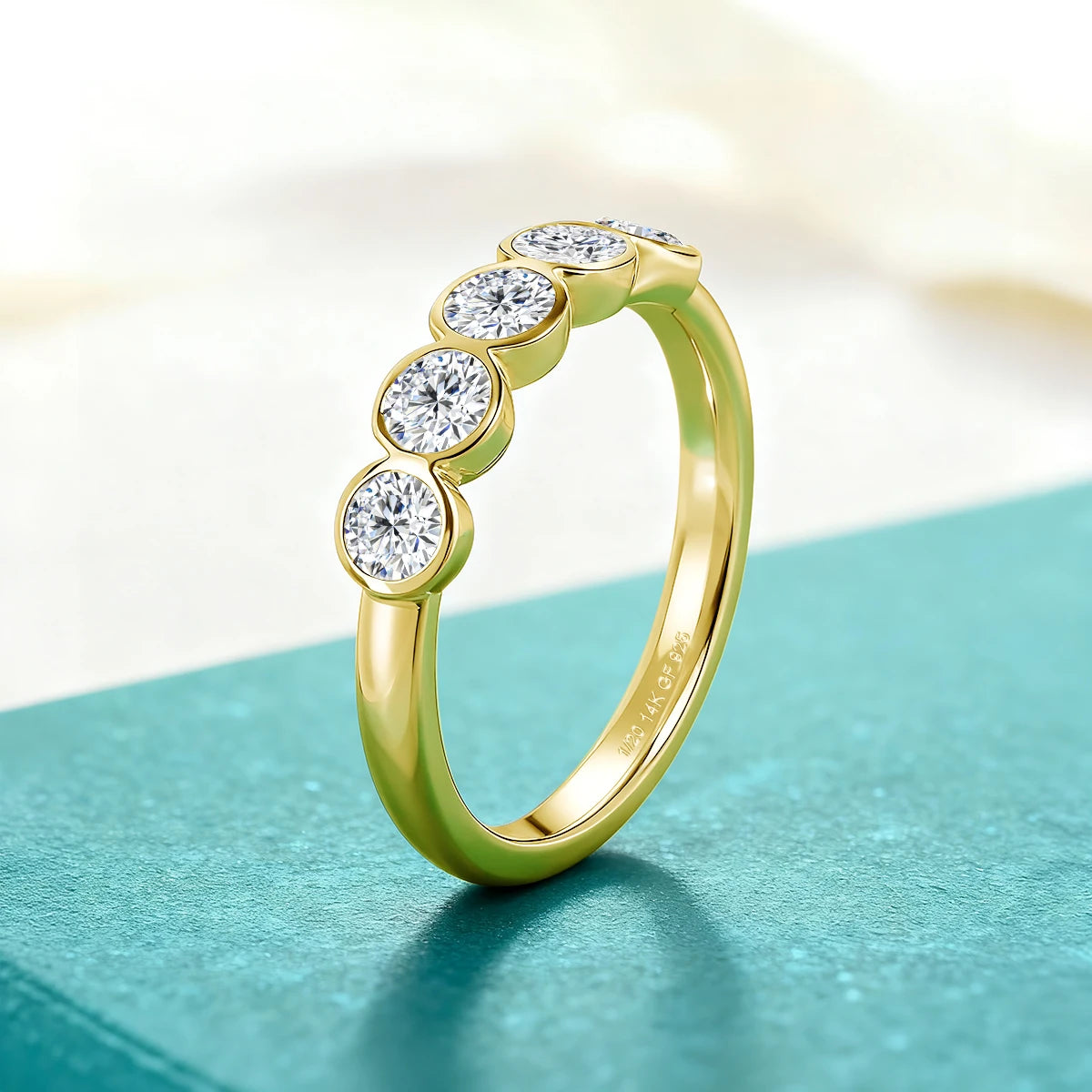Sparkling 14K Gold Filled Round Moissanite Stackab