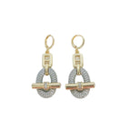 18k Gold Plated Stud Chain Nekelace Earrings Pave