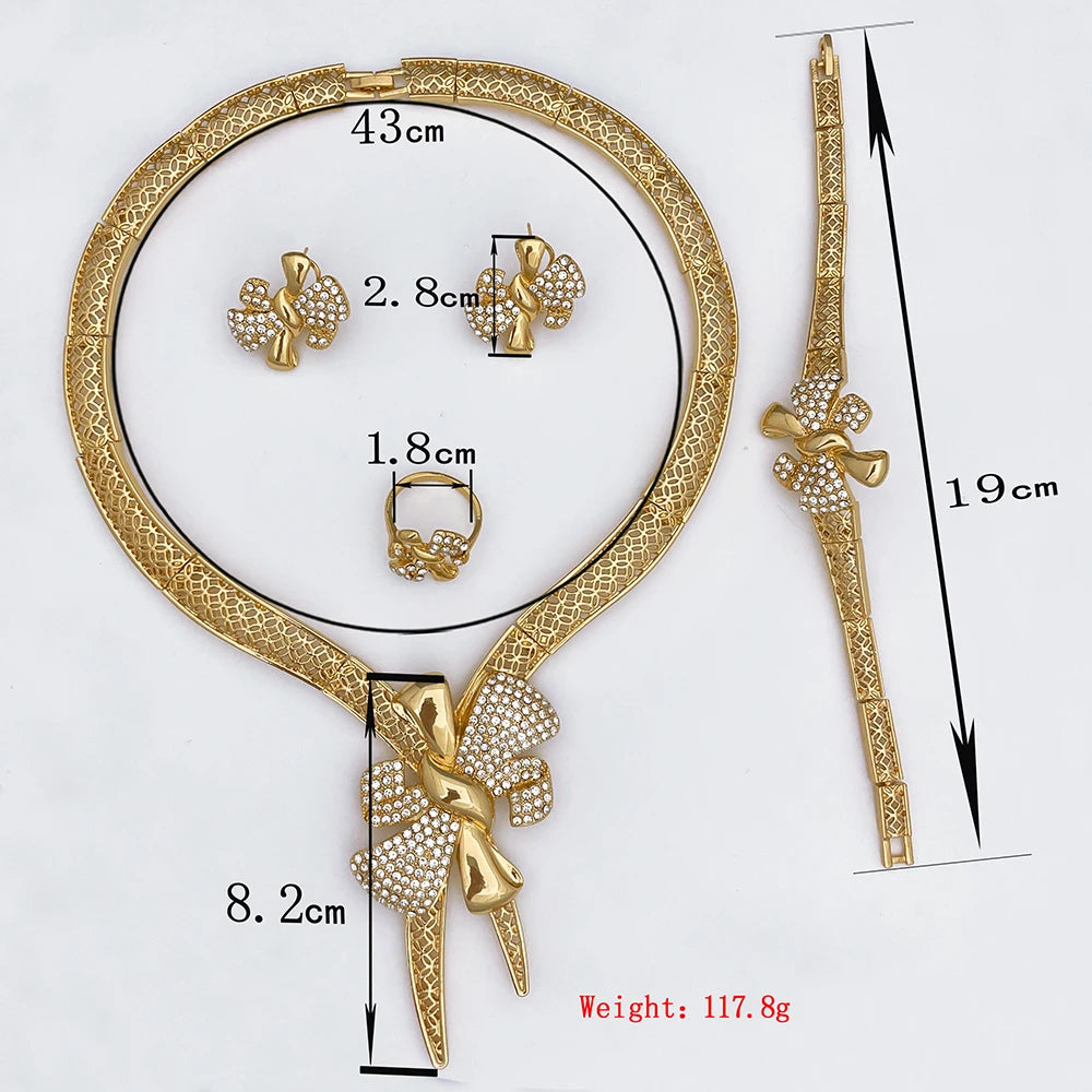 Italy 18k Gold Plated Women Jewelry Set Classic