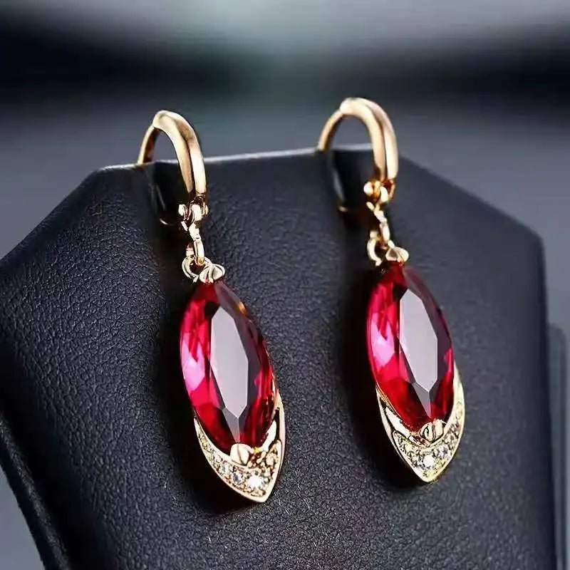 Women's Fashion Earrings Exquisite Ruby Pendant