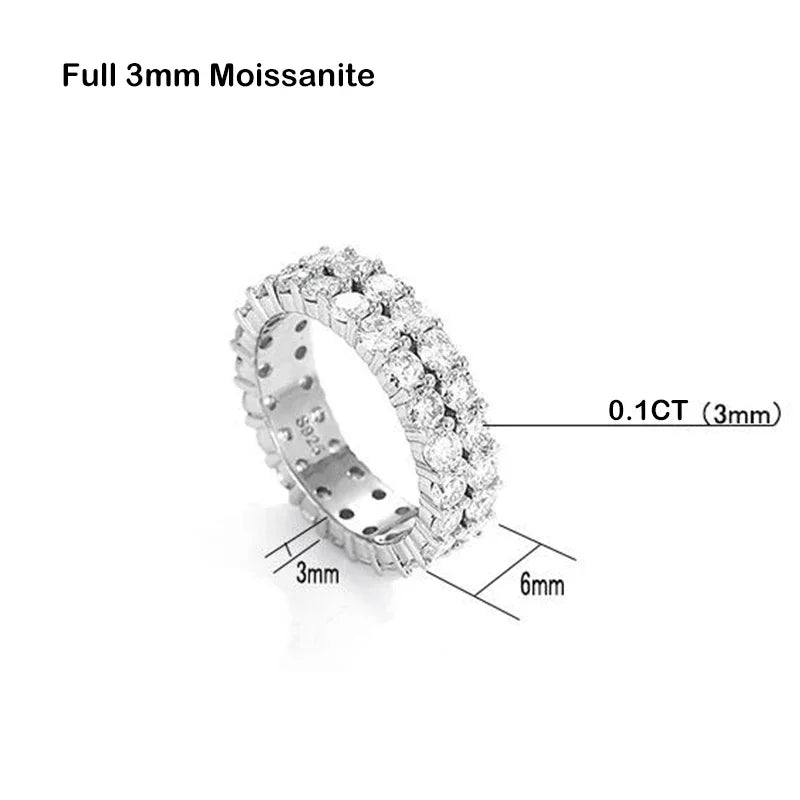 EWYA Luxury 2.2cttw 3mm Moissanite Full Enternity - Moissanite S925 / 3mm 2-Row / 8.5, Moissanite S925 / 3mm 2-Row / 9, Moissanite S925 / 3mm 2-Row / 7.5, Moissanite S925 / 3mm 2-Row / 8, Moissanite S925 / 3mm 2-Row / 9.5, Moissanite S925 / 3mm 2-Row / 10, Moissanite S925 / 3mm 2-Row / 4.5, Moissanite S925 / 3mm 2-Row / 5, Moissanite S925 / 3mm 2-Row / 4, Moissanite S925 / 3mm 2-Row / 6.5, Moissanite S925 / 3mm 2-Row / 7, Moissanite S925 / 3mm 2-Row / 5.5, Moissanite S925 / 3mm 2-Row / 6