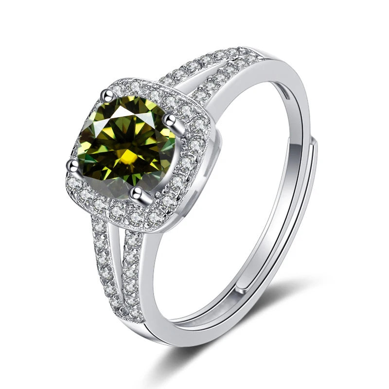 JoyceJelly 13-farbiger echter Moissanitring 1 Karat 6,5 MM