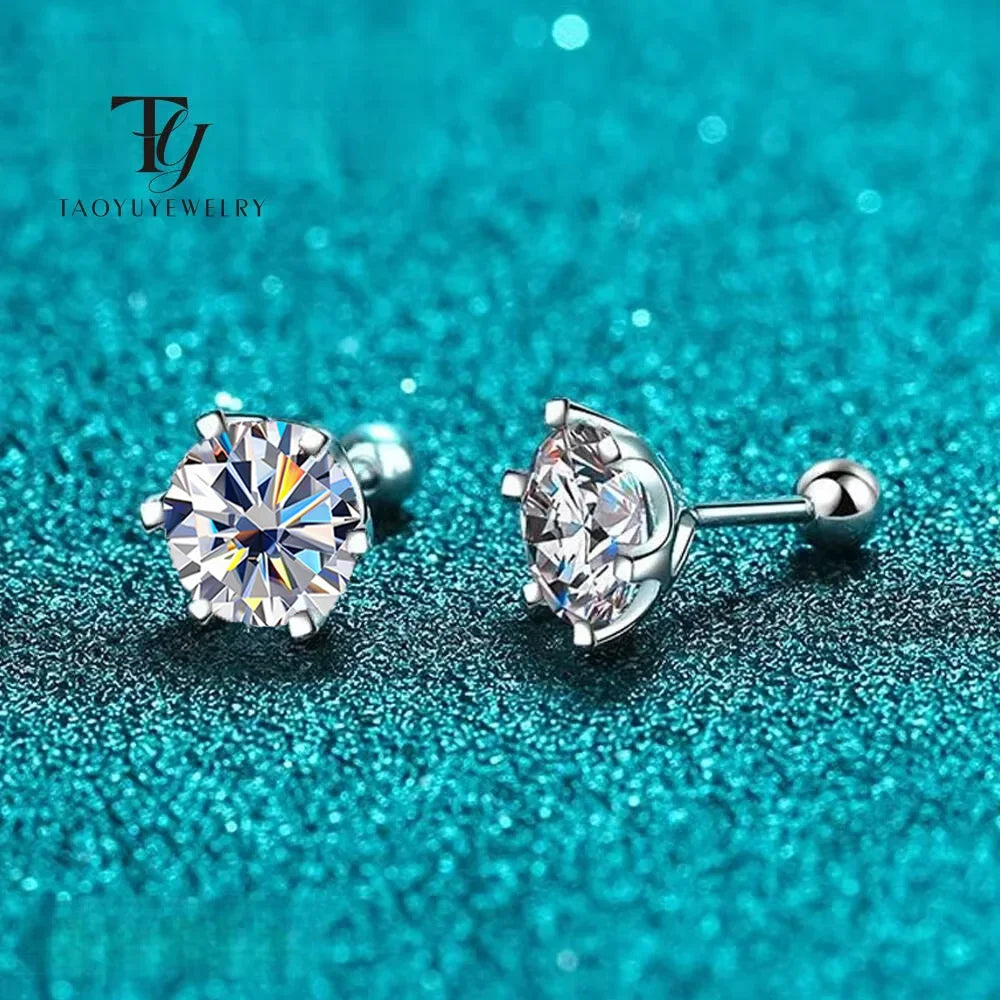 TY 0.3-2CT Moissanite Earrings 925 Sterling Silver