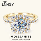 Lnngy 8mm 2ct Moissanite Halo Ring Certified 925