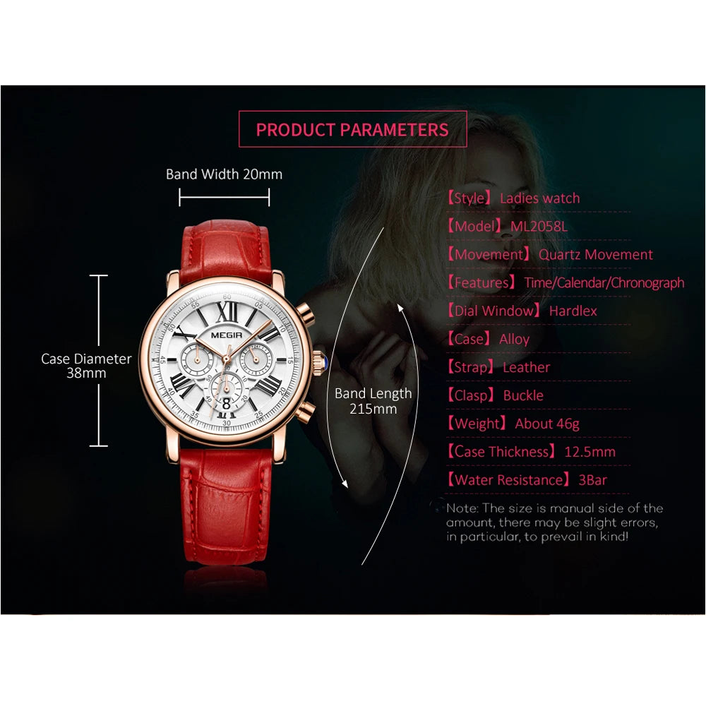 Megir Luxury Fashion Quartz Watch for Female Stude.