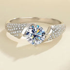 1ct Moissanitring für Damen 100 % Diamant-Test bestanden