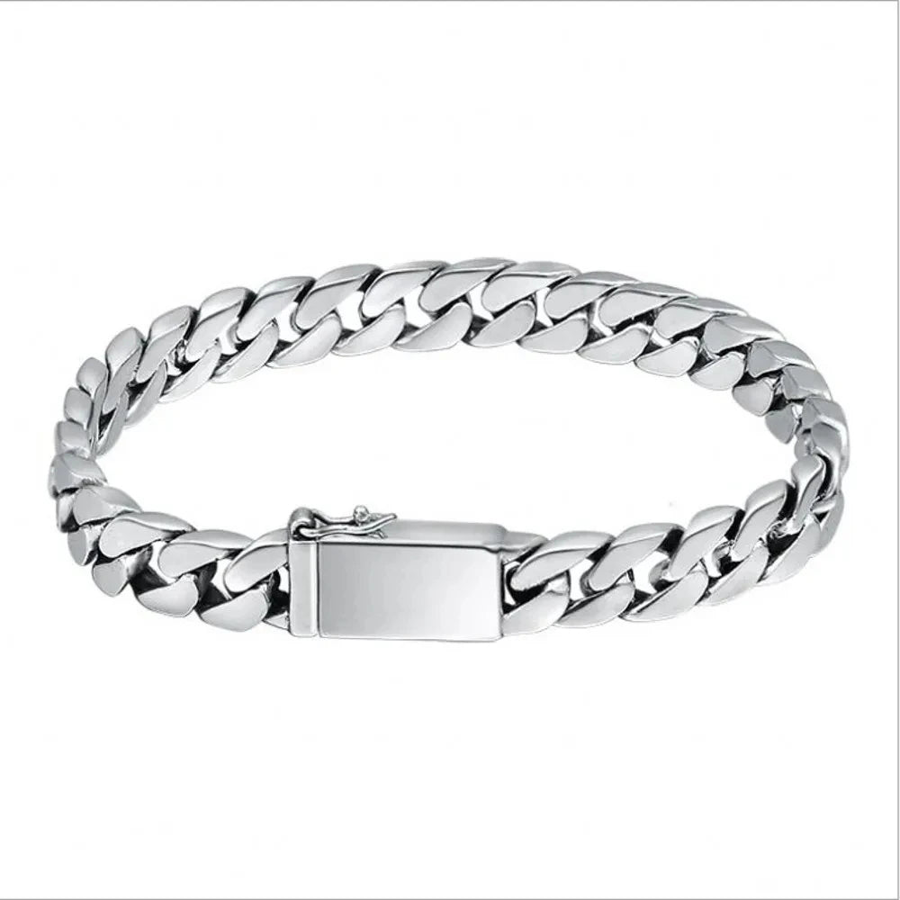 100% S925 Sterling Silver Bracelet 8MM Punk S925