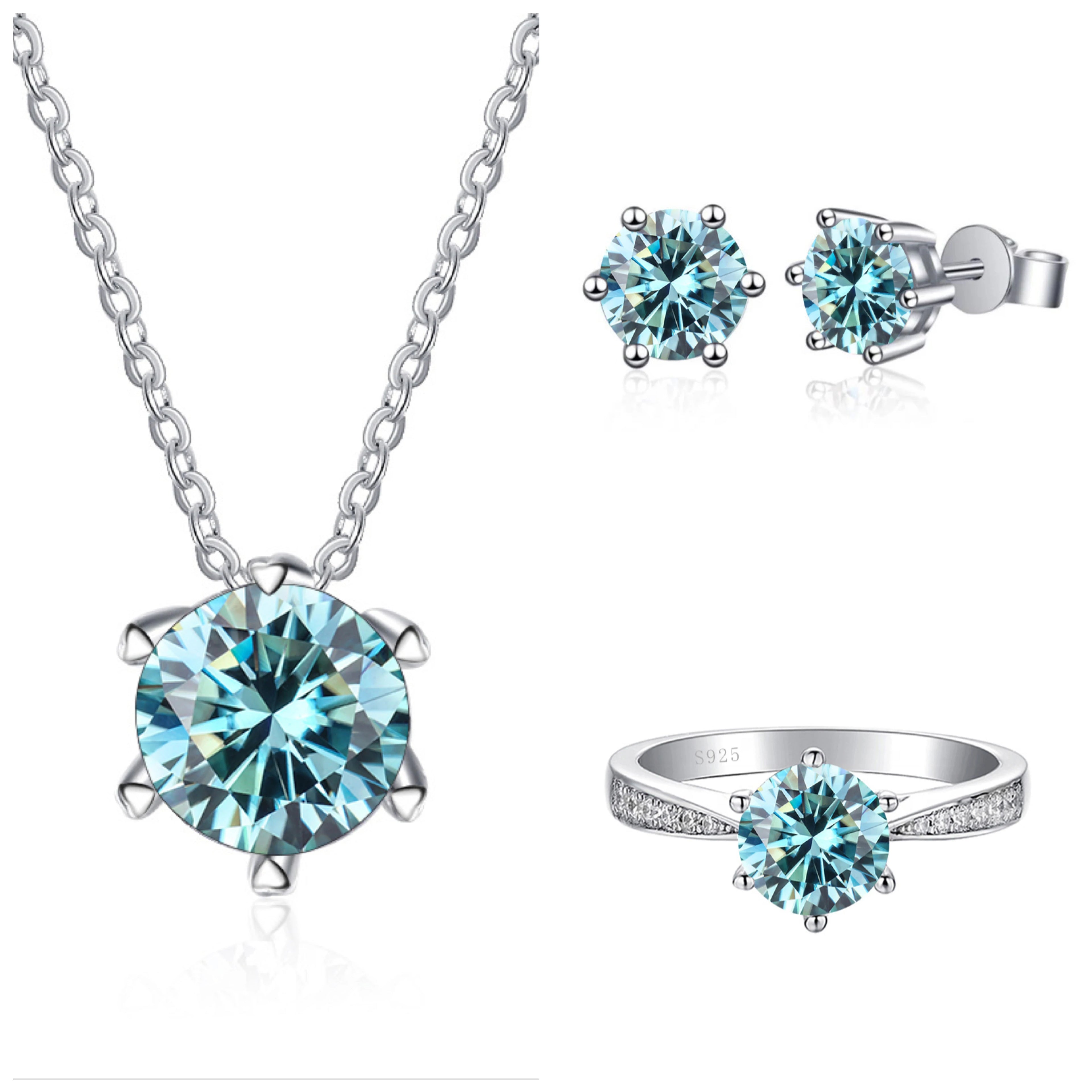 JoyceJelly Moissanite Jewelry Set With 1CT D Color