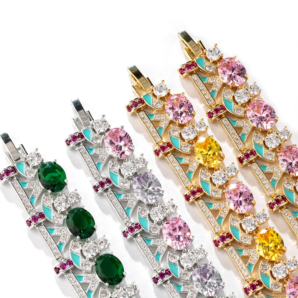 Women's Pink Zircon Geometric Clasp Bracelet Fashi