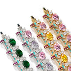 Damen-Armband mit rosa Zirkon, geometrischem Verschluss, Fashi