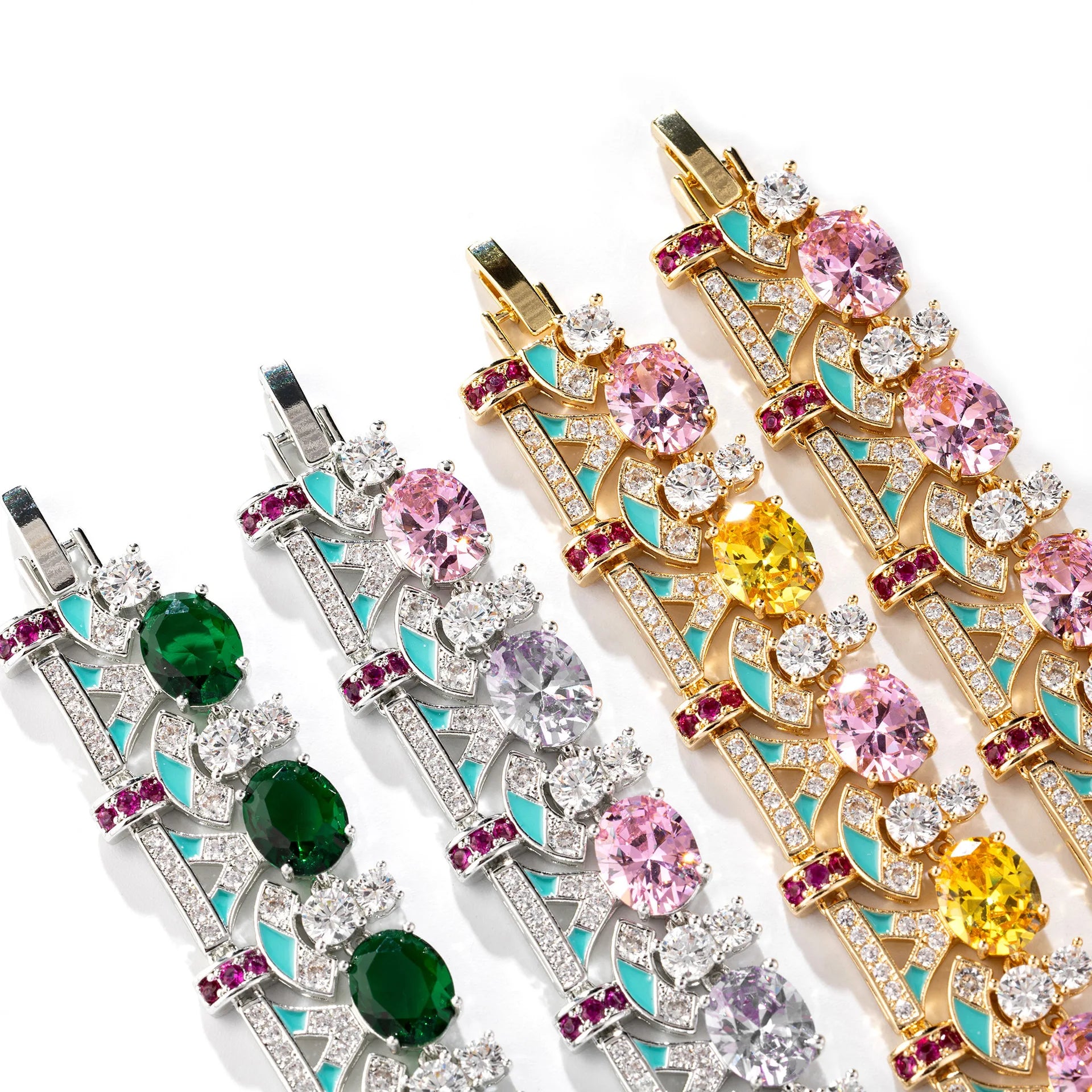 Women's Pink Zircon Geometric Clasp Bracelet Fashi