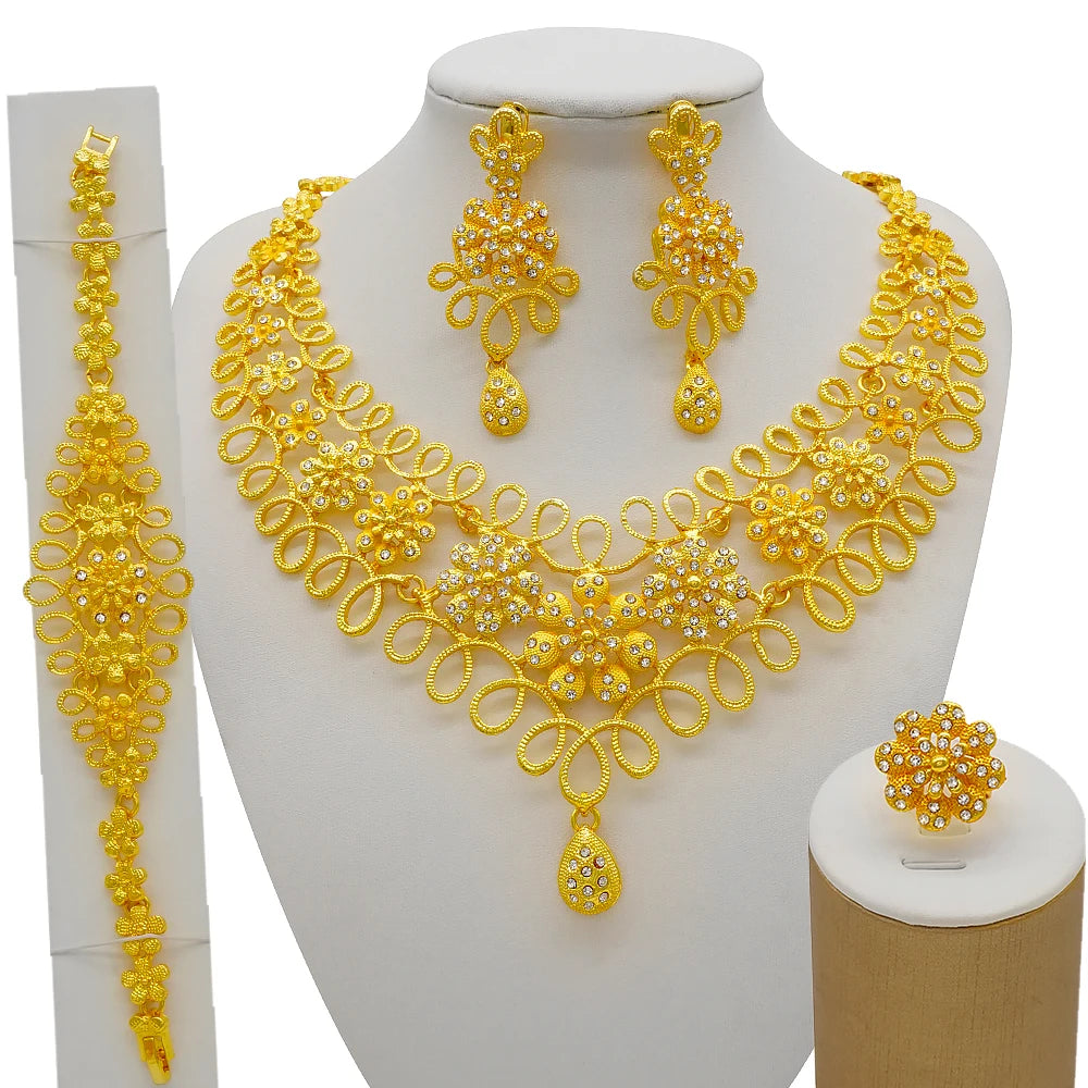 Dubai Women Gold Color Jewelry Sets African Wedding - BJ907-2-I3