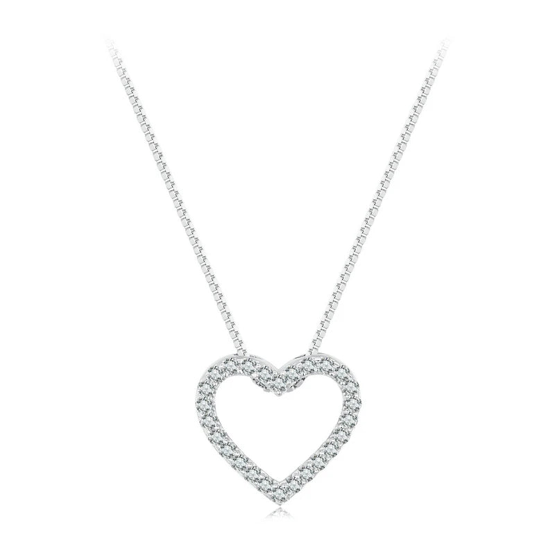 Bamoer U Heart Moissanite Necklace 925 Sterling Silver - MSN019