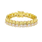 2026 Fashion Stacking Wrist Bracelet Paved Bling - B185 Gold Color / 16cm, B185 Gold Color / 17cm