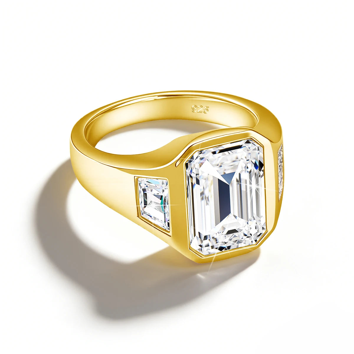 3CT Emerald Cut Moissanite Rings for Men Women D
