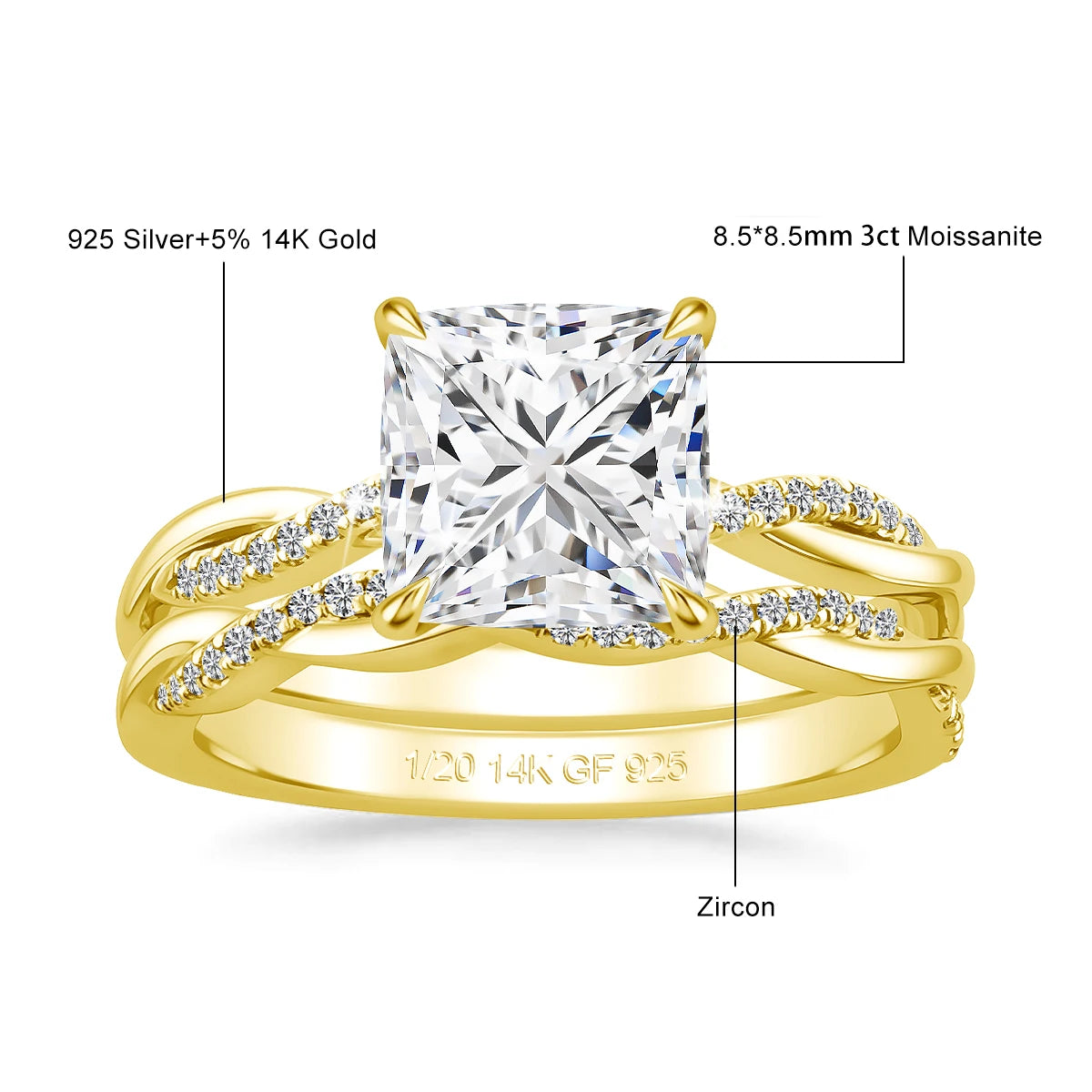 Sdoou Luxury 2pcs 14K Gold Filled Twisted Double