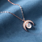 925 Sterling Silver Moon Pendant Necklace Vintage