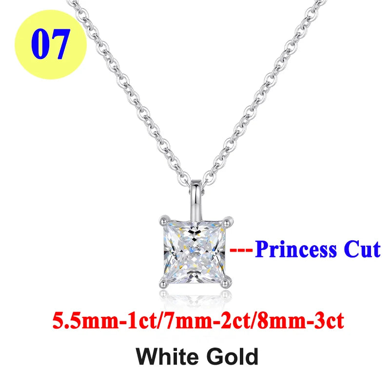 PureMax 1ct 2ct 3ct D Color VVS1 Moissanite Diamond - XL07-princess-white / 2ct / 45cm-add box, XL07-princess-white / 2ct / 45cm-add bag, XL07-princess-white / 3ct / 45cm-add box, XL07-princess-white / 3ct / 45cm-add bag, XL07-princess-white / 1ct / 45cm-add box, XL07-princess-white / 1ct / 45cm-add bag