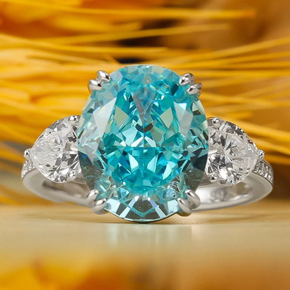 Vinregem 10*12MM Oval Cut Aquamarine High Carbon