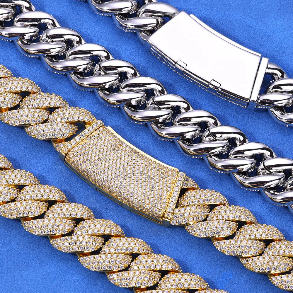 Hhiok Thick 18mm Wide Inlaid Zircon Iced Cuban