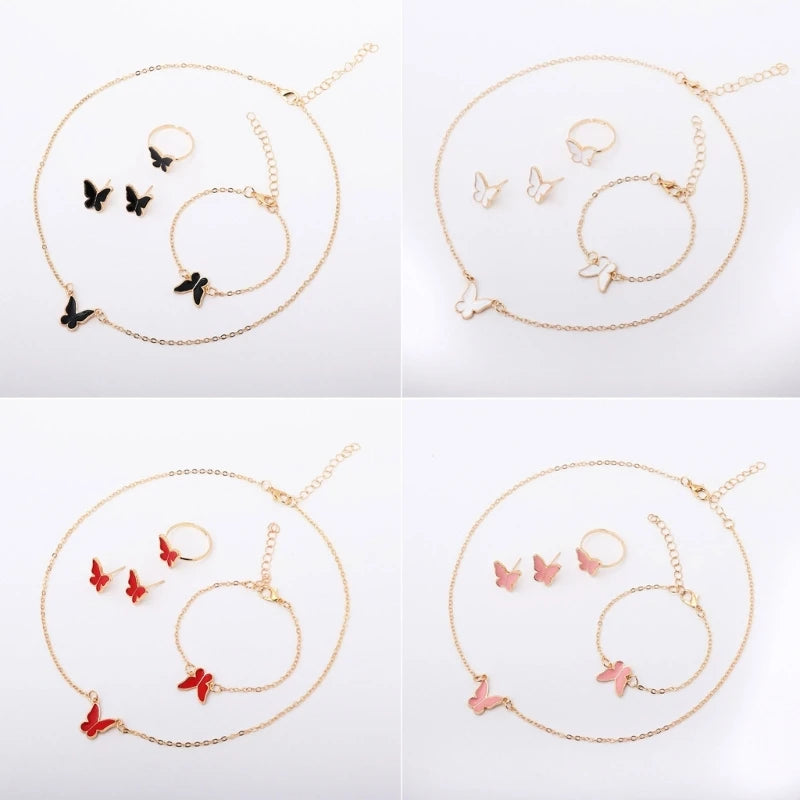 Elegant Butterfly Jewelry Set Women Watch Crystal.