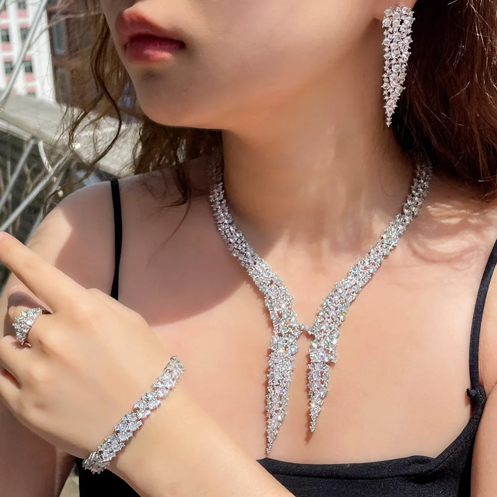 Handmade Lady Lab Diamond Jewelry Set White Gold