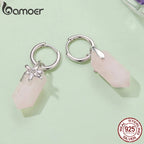 Bamoer 925 Sterling Silver Pink Natural Crystal