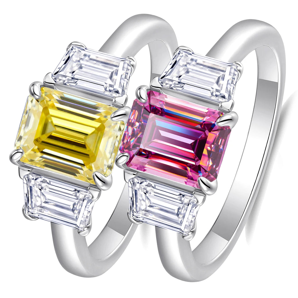 Shining 2.0ct 6x8MM Emerald Cut Moissanite Ring