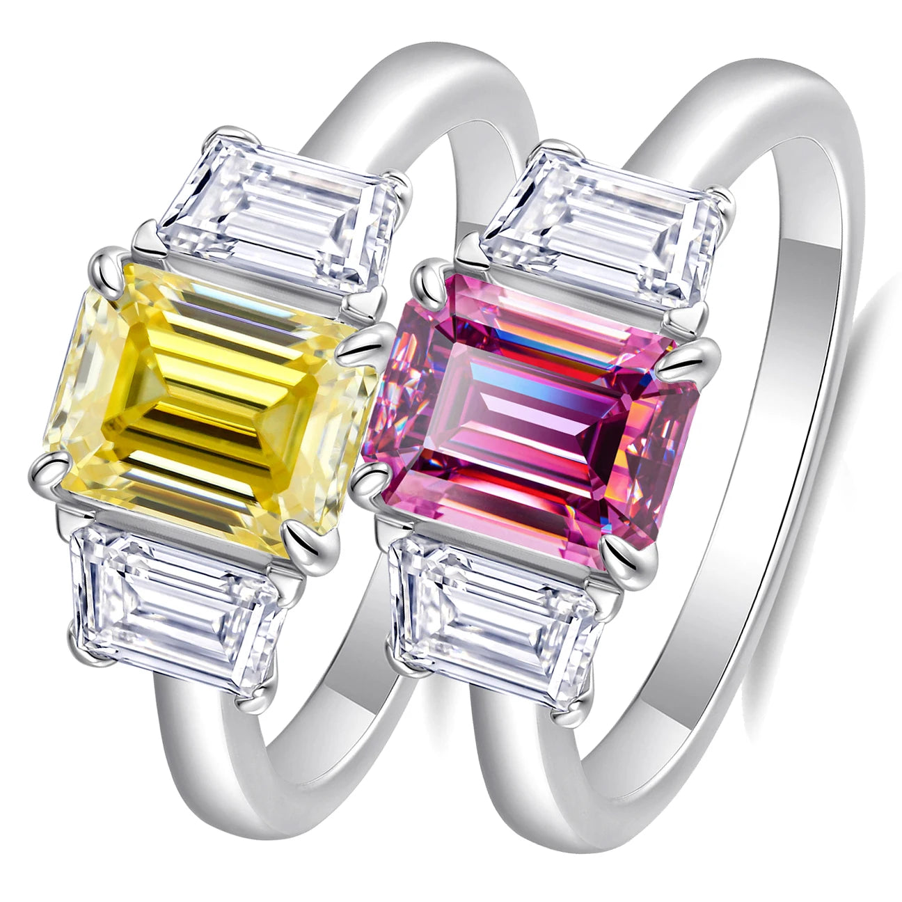 Shining 2.0ct 6x8MM Emerald Cut Moissanite Ring