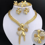 Italien 18 Karat vergoldetes Damenschmuckset Klassisch