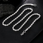 Hot Charms Fine 4MM Rope Chain 925 Sterling Silver