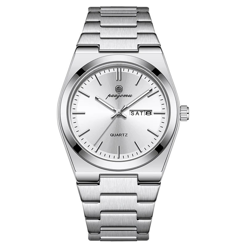 PAAZOMU Luxury Quartz Man Wristwatch Sport Men Watches - M930 Silver White