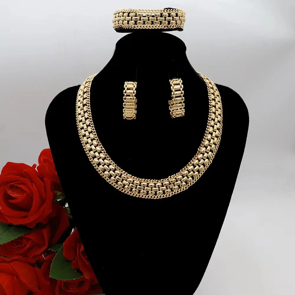 Dubai Luxury Handmade Women Jewelry Set 18k Gold-P.
