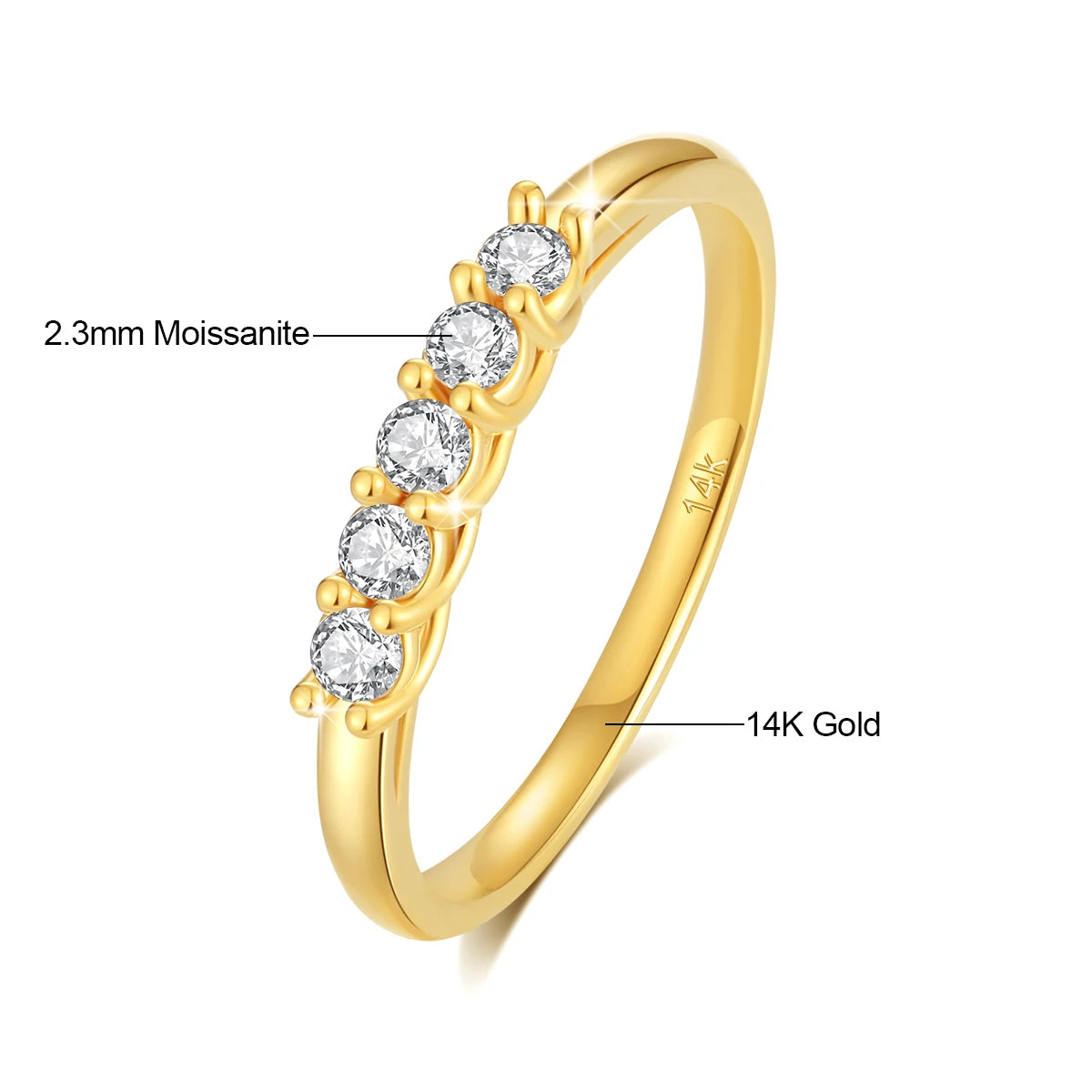 Sdoou Real 14K Gold AU585 Full Moissanite Diamond