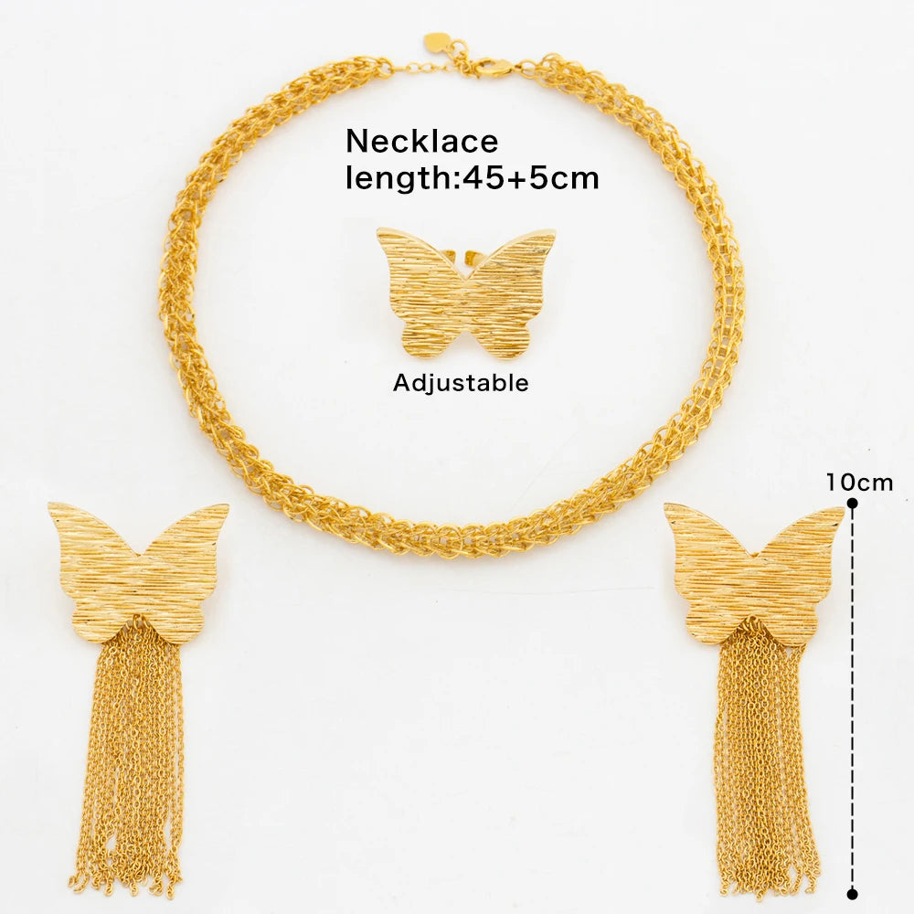 dubai jewelry set for women ring earrings set.