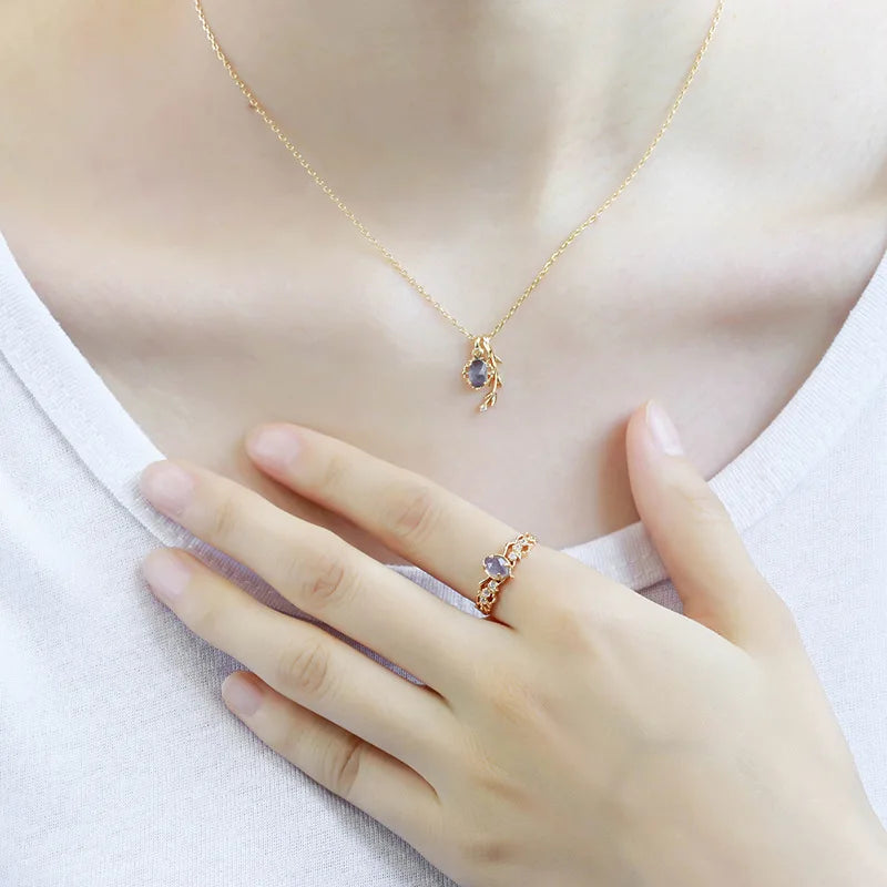 Lamoon Natural Labradorite Necklace For Women