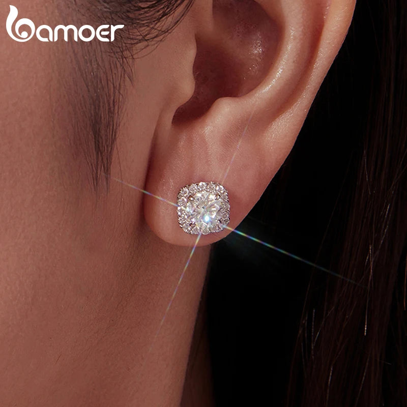 BAMOER 0.5-3.5CT Moissanite Necklace Stud Earrings 925