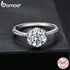 Bamoer 1CT Moissanite Flower Bud Ring Channel Set