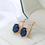 Real 14K Gold Sapphire Earrings for Women Gift