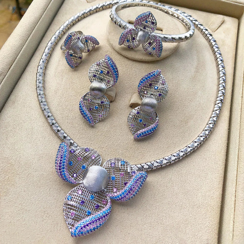 Godki Luxury Princess 4PCS Flower African Jewelry