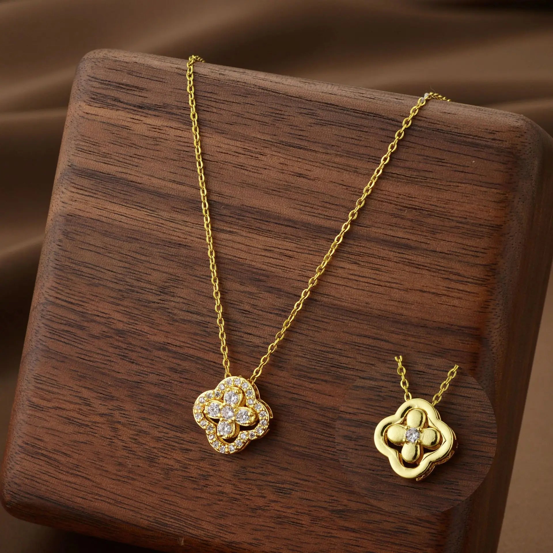 Classic Titanium Steel Lucky Clover Flower Pendant