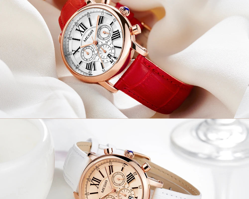 Megir Luxury Fashion Quartz Watch for Female Stude.
