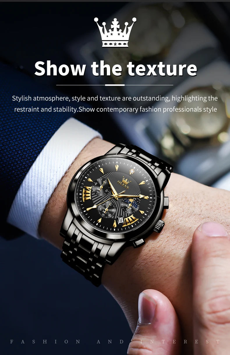 Olevs Men's Quartz Watches Top Brand Stainless.