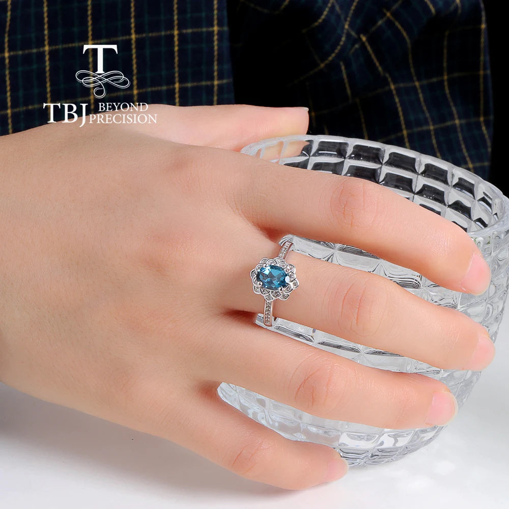 Classic design Natural london blue topaz oval