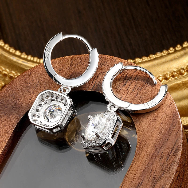 KNOBSPIN D Color Moissanite Earring 925 Sterling