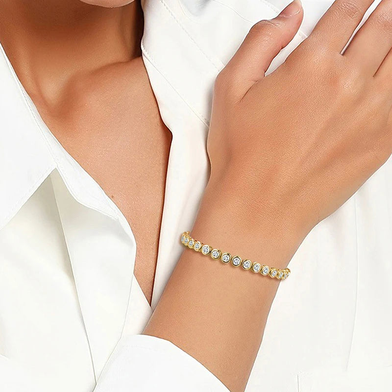 Lnkry Exquisite Round Bezel 3mm Moissanite Tennis